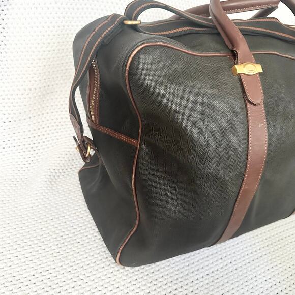 Dunhill Authentic Vintage Brown Grey Coated Canvas Weekender Bag Plaid Lining - Picture 5 of 14